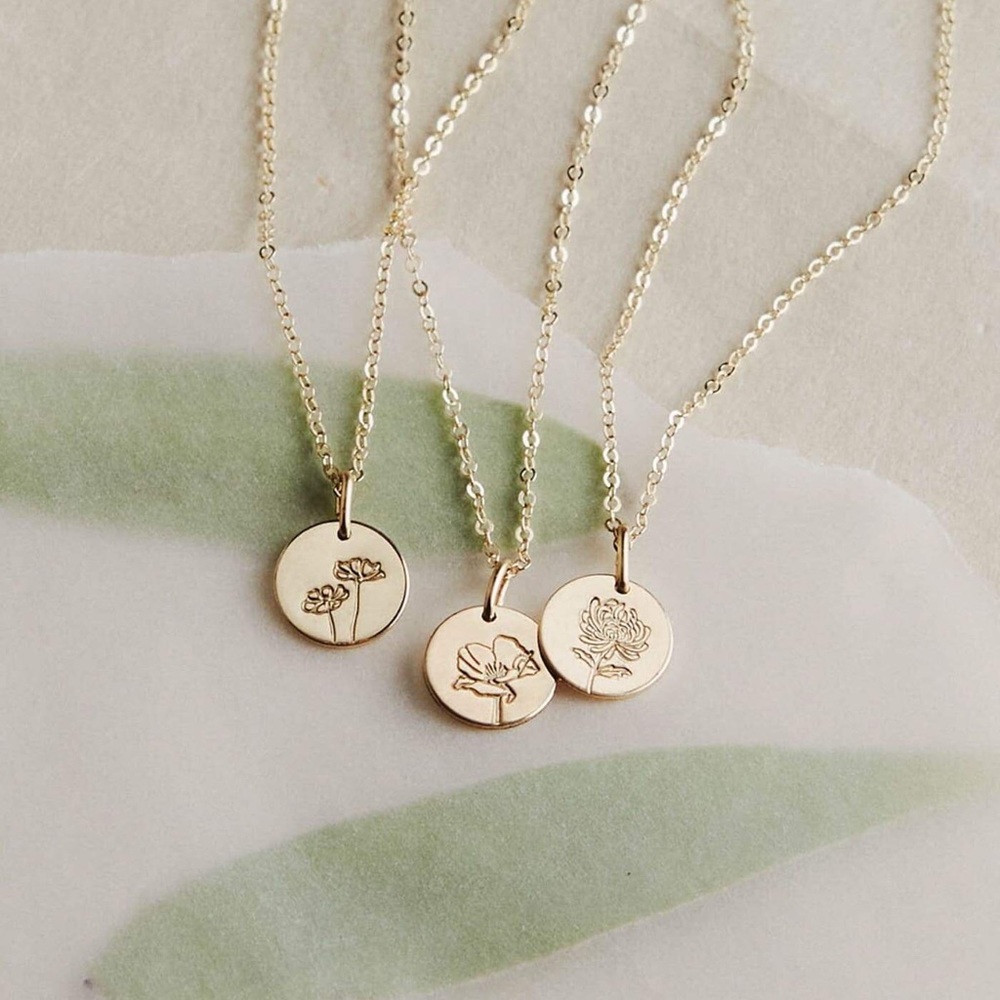 Cosmos October Birth Flower Simple Charm Necklace - Picture 8 of 15